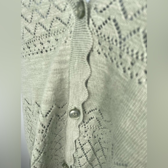 FRYE NWT Pointelle Green Women's Knit Cardigan Sweater - Picture 11 of 12